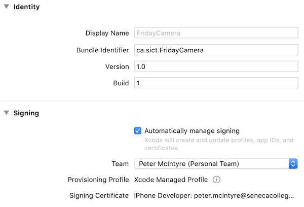 Xcode app signing after